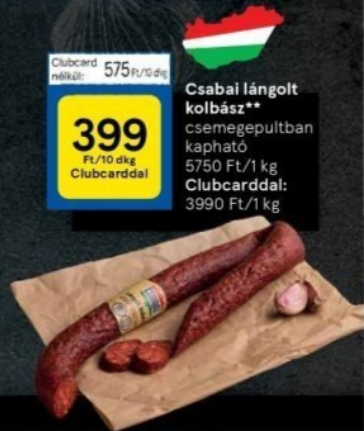 csabai kolbász akció tesco